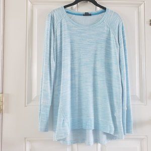 CHAMPION Elite Marled Scoop Neck Pullover Long Sleeve Blue Shirt SZ M